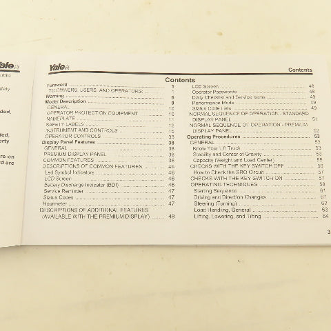 Yale 524197914 Sitdrive ERP300-040TH (F807) Forklift Operation Manual