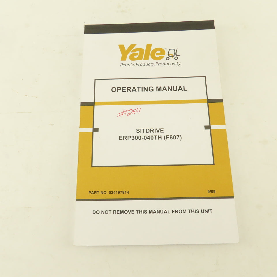 Yale 524197914 Sitdrive ERP300-040TH (F807) Forklift Operation Manual
