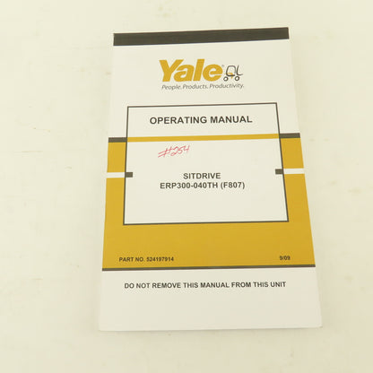 Yale 524197914 Sitdrive ERP300-040TH (F807) Forklift Operation Manual