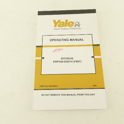 Yale 524197914 Sitdrive ERP300-040TH (F807) Forklift Operation Manual