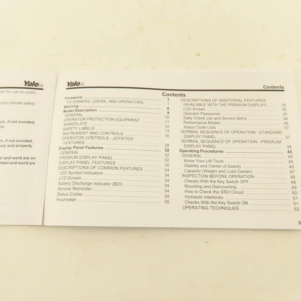 Yale 524272099 ERC070-120HH (C839) Forklift Operating Manual
