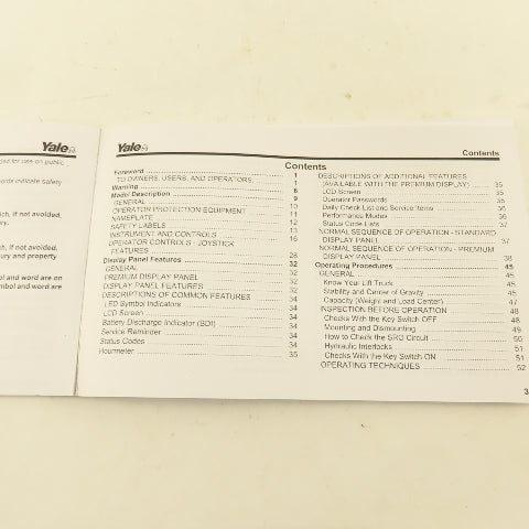 Yale 524272099 ERC070-120HH (C839) Forklift Operating Manual