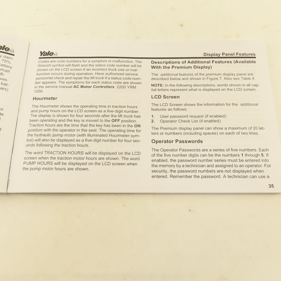 Yale 524272099 ERC070-120HH (C839) Forklift Operating Manual