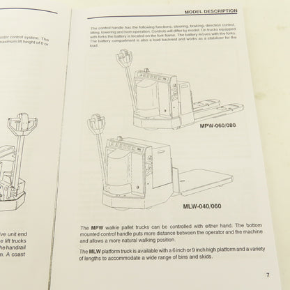 Yale MPW-045, MPW-060/080, MLW-040/060, MPE-060/080 Forklift Operating Manual