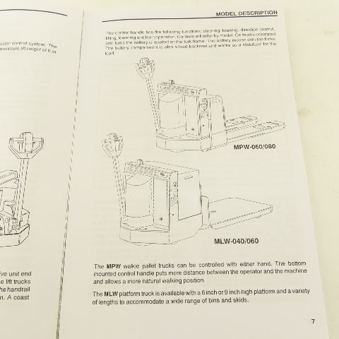 Yale MPW-045, MPW-060/080, MLW-040/060, MPE-060/080 Forklift Operating Manual