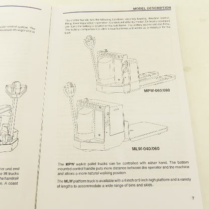 Yale MPW-045, MPW-060/080, MLW-040/060, MPE-060/080 Forklift Operating Manual