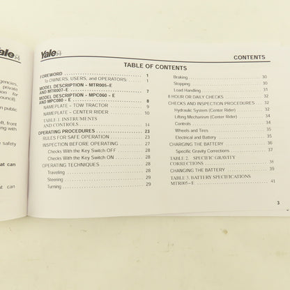 Yale MTR005-E, MTR007-E, MPC060-E, MPC080-E Forklift Operating Manual