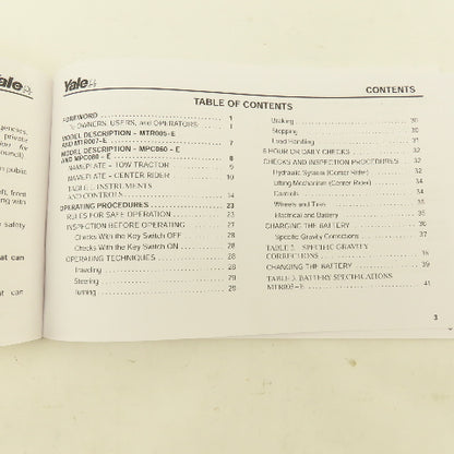 Yale MTR005-E, MTR007-E, MPC060-E, MPC080-E Forklift Operating Manual