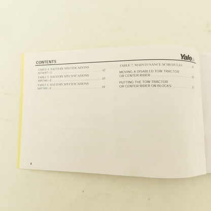 Yale MTR005-E, MTR007-E, MPC060-E, MPC080-E Forklift Operating Manual