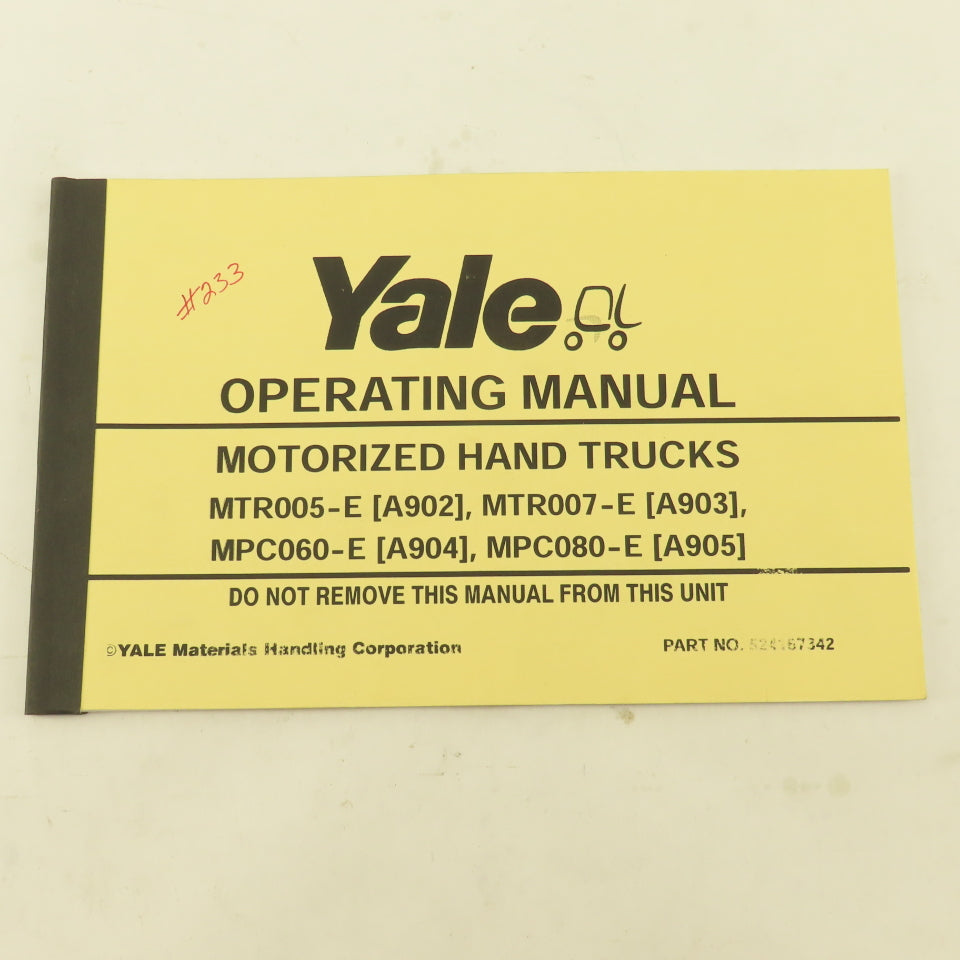 Yale MTR005-E, MTR007-E, MPC060-E, MPC080-E Forklift Operating Manual