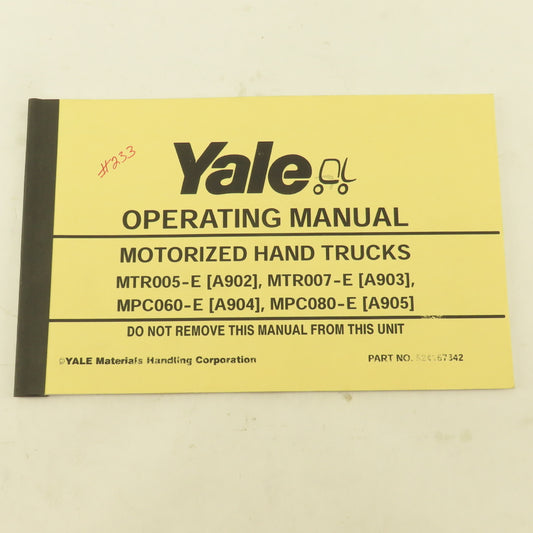Yale MTR005-E, MTR007-E, MPC060-E, MPC080-E Forklift Operating Manual