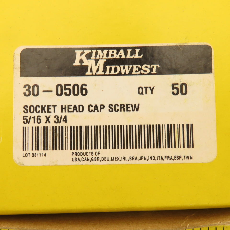 Kimball Midwest 5/16"-18 x 3/4" Black Oxide Socket Head Cap Screw Bolt Lot/200
