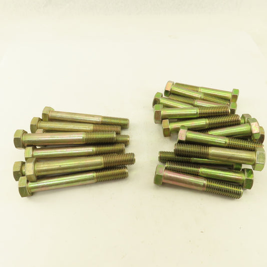 3/4"-10 x 4-1/4" - 5-1/2" Yellow Zinc  Steel Hex Cap Screw Bolt Mixed Lot Of 24