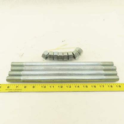 3/4"-10 Double Ended Threaded Stud 13-1/2" OAL Zinc Lot Of 4