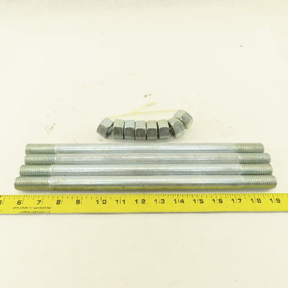 3/4"-10 Double Ended Threaded Stud 13-1/2" OAL Zinc Lot Of 4