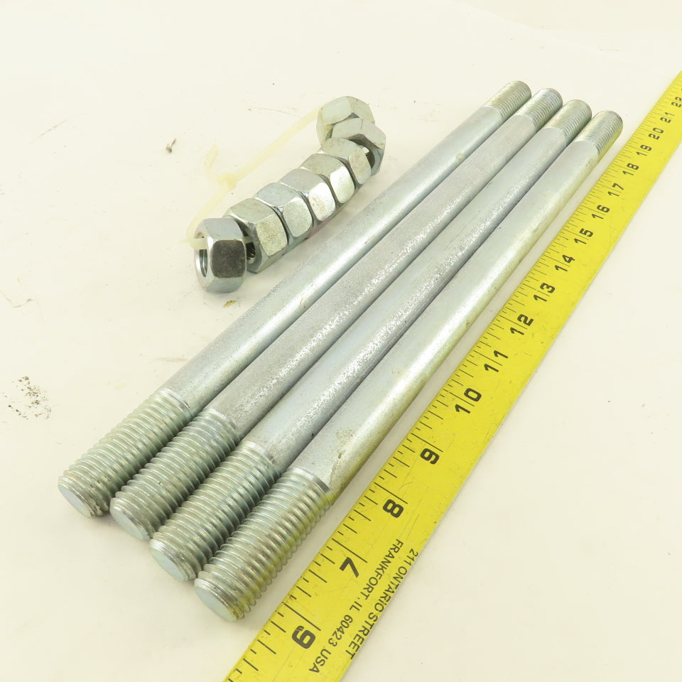 3/4"-10 Double Ended Threaded Stud 13-1/2" OAL Zinc Lot Of 4
