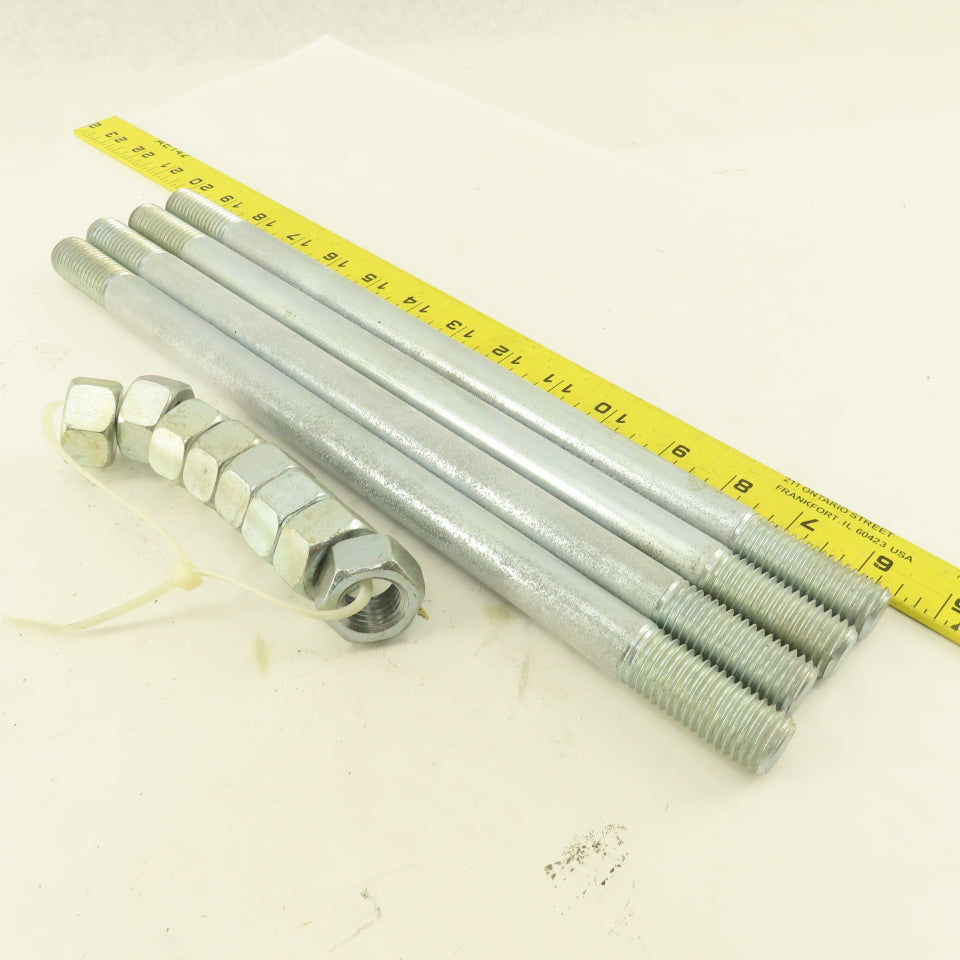 3/4"-10 Double Ended Threaded Stud 13-1/2" OAL Zinc Lot Of 4