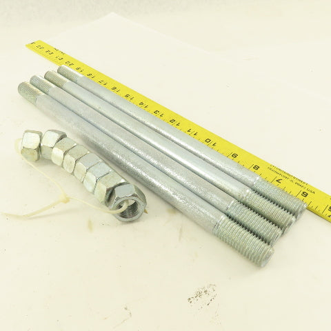 3/4"-10 Double Ended Threaded Stud 13-1/2" OAL Zinc Lot Of 4