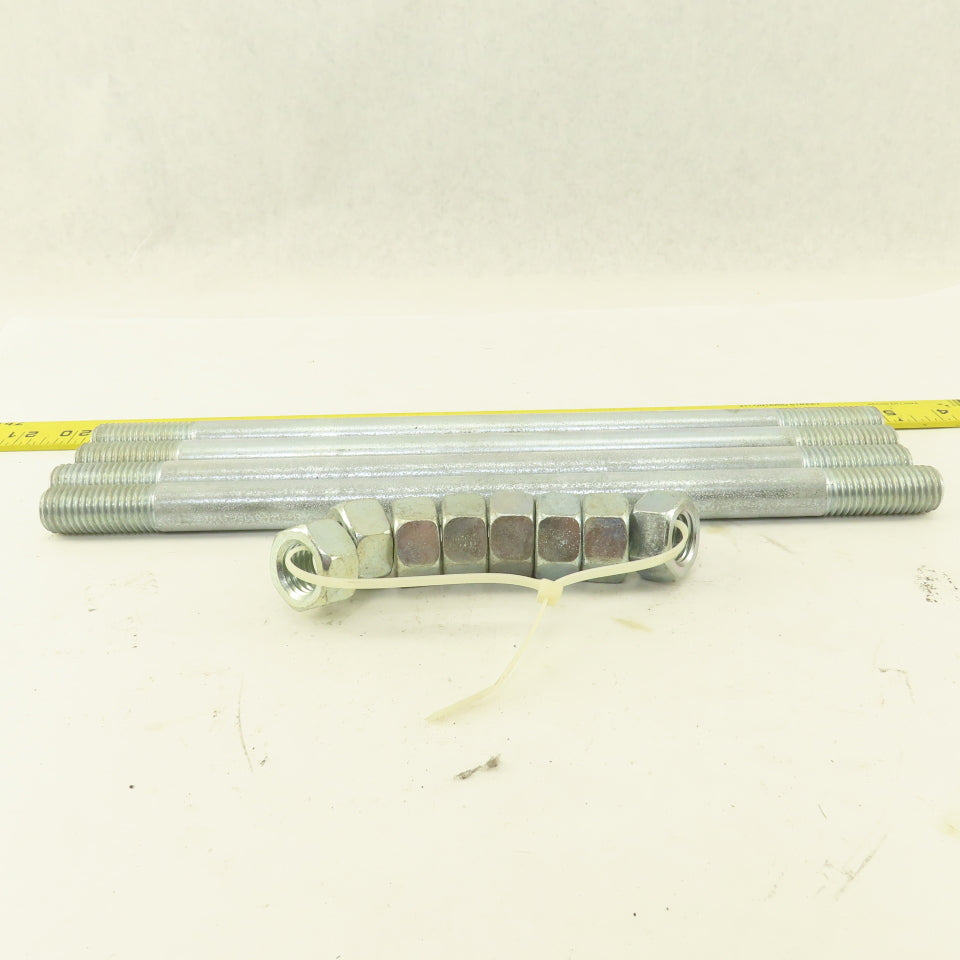 3/4"-10 Double Ended Threaded Stud 13-1/2" OAL Zinc Lot Of 4
