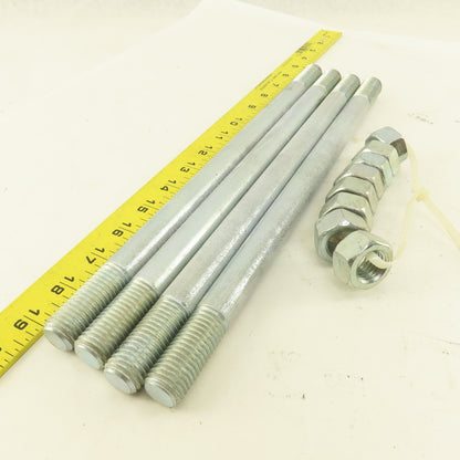 3/4"-10 Double Ended Threaded Stud 13-1/2" OAL Zinc Lot Of 4