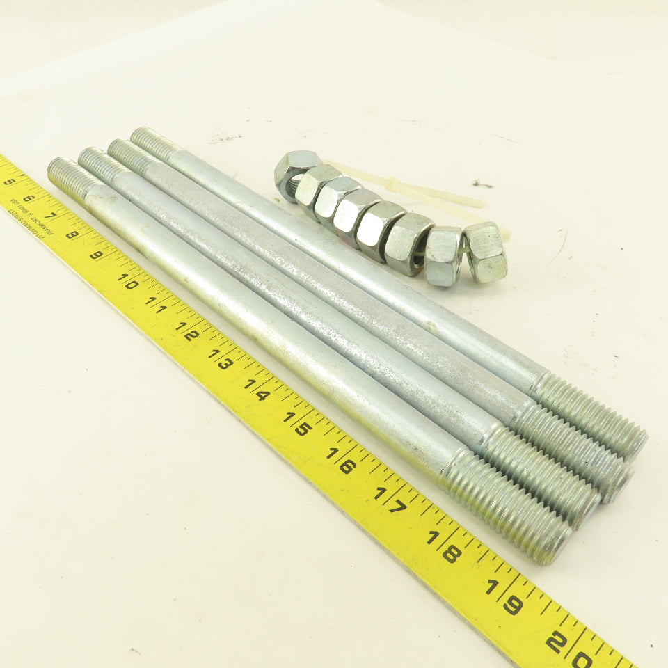 3/4"-10 Double Ended Threaded Stud 13-1/2" OAL Zinc Lot Of 4
