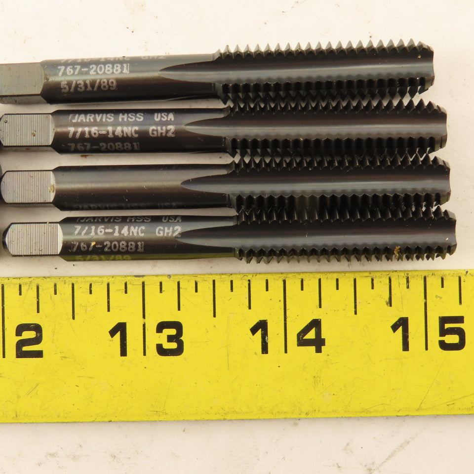 Jarvis 767-20881 7/16"-14 NC GH2 Plug Hand Tap Straight 4 Flute USA Lot Of 7