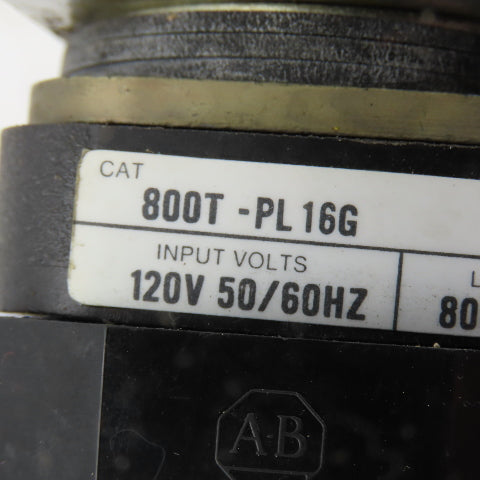 Allen Bradley 800T-PL16G 120V Illuminated Green Pilot Indicator Light