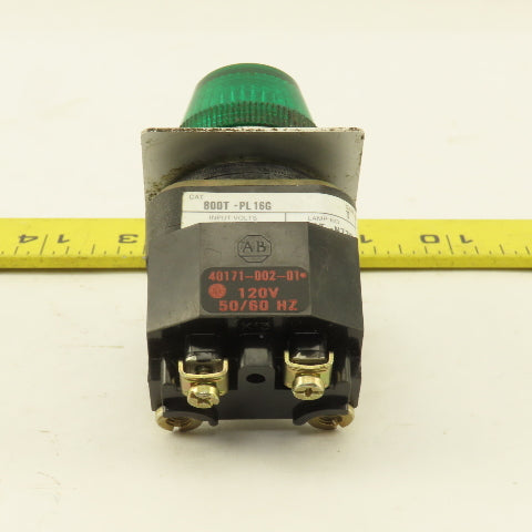 Allen Bradley 800T-PL16G 120V Illuminated Green Pilot Indicator Light