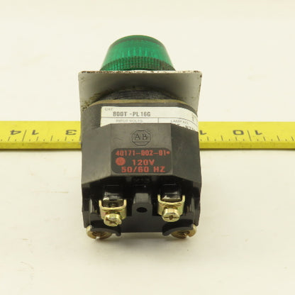 Allen Bradley 800T-PL16G 120V Illuminated Green Pilot Indicator Light
