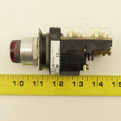 Allen Bradley 800T-PBL16R 120V Illuminated Red Momentary Contact Push Button