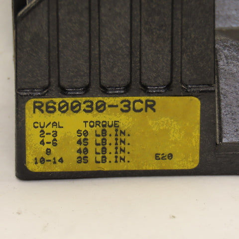 Buss R60030-3CR 30A 600V 3 Pole Fuse Holder Lot Of 3