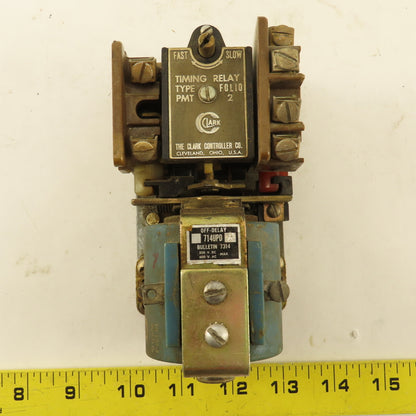 Clark Controller 714UPD Off Delay Timing Relay 250VDC 600VAC 90VDC Coil