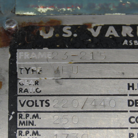 US Electric Type VEU 220/440V 3Ph 250-900RPM Variable Speed Drive