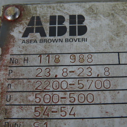 ABB H118 988 23.8kW 32Hp 2200-5700RPM 500VDC Direct Current Servo Motor