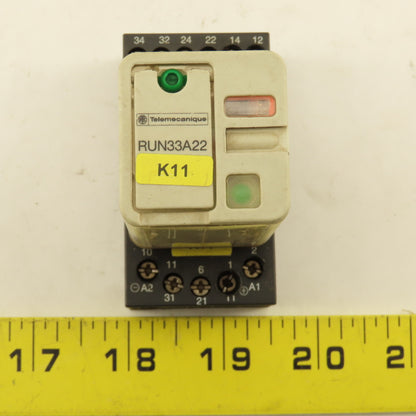 Telemecanique RUN33A22 250VAC Relay Module 24V Coil With Socket