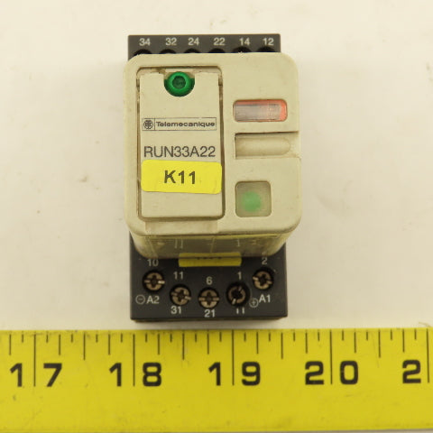 Telemecanique RUN33A22 250VAC Relay Module 24V Coil With Socket