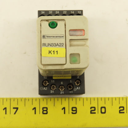 Telemecanique RUN33A22 250VAC Relay Module 24V Coil With Socket