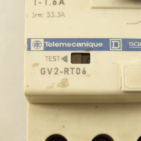 Telemecanique GV2-RT06 3 Pole Manual Motor Starter 600V 1Hp 1-1.6A Trip
