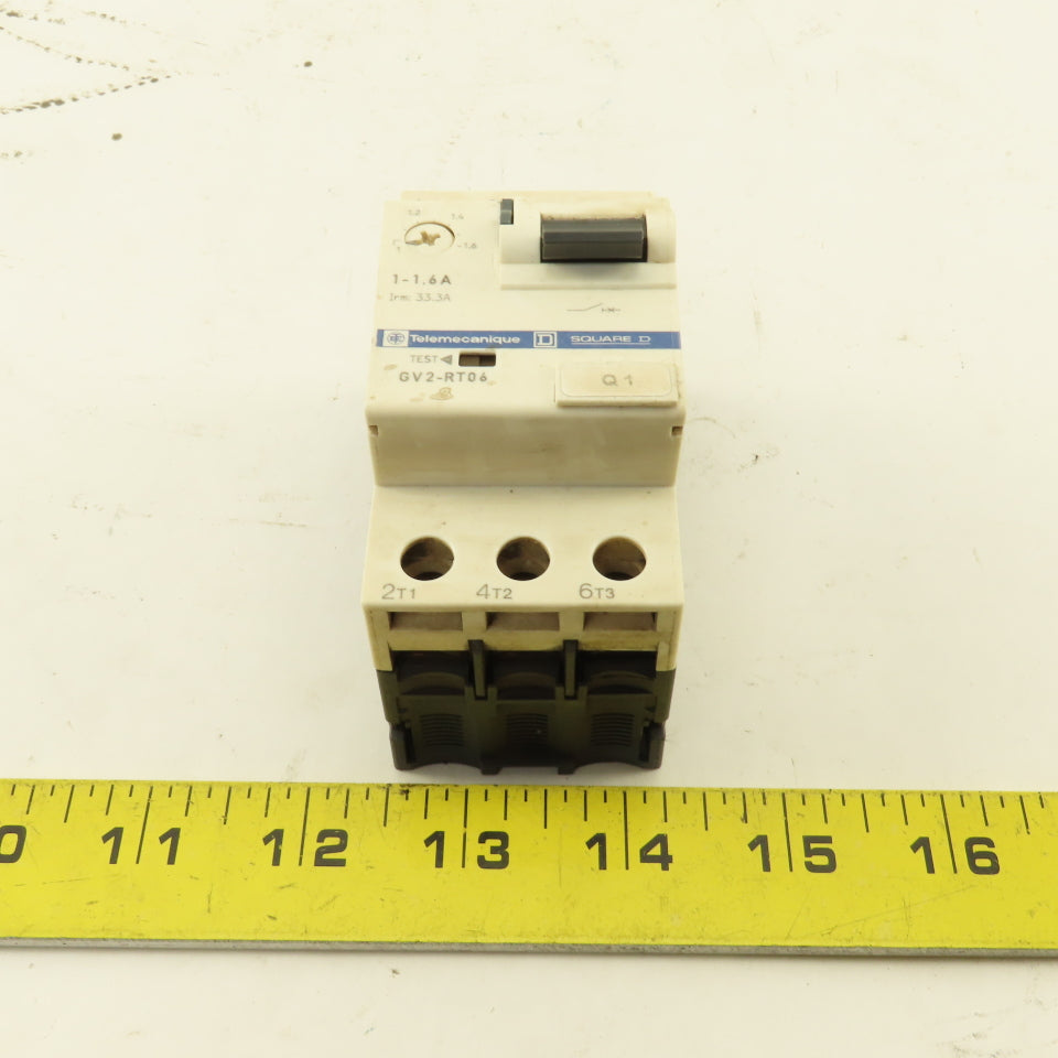 Telemecanique GV2-RT06 3 Pole Manual Motor Starter 600V 1Hp 1-1.6A Trip