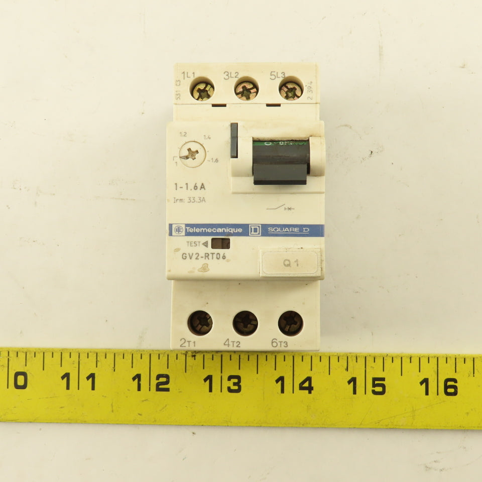 Telemecanique GV2-RT06 3 Pole Manual Motor Starter 600V 1Hp 1-1.6A Trip