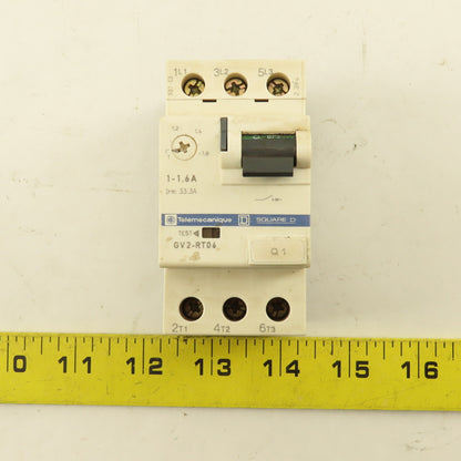 Telemecanique GV2-RT06 3 Pole Manual Motor Starter 600V 1Hp 1-1.6A Trip