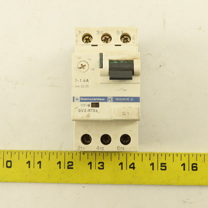 Telemecanique GV2-RT06 3 Pole Manual Motor Starter 600V 1Hp 1-1.6A Trip
