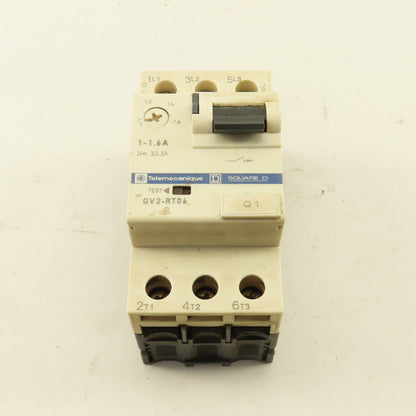 Telemecanique GV2-RT06 3 Pole Manual Motor Starter 600V 1Hp 1-1.6A Trip