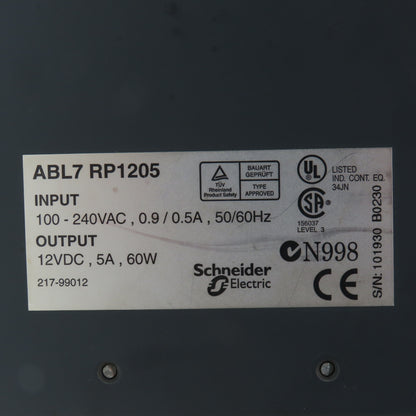 Telemecanique ABL7 RP1205 100-240VAC 50/60Hz Input Power Supply 12VDC Output