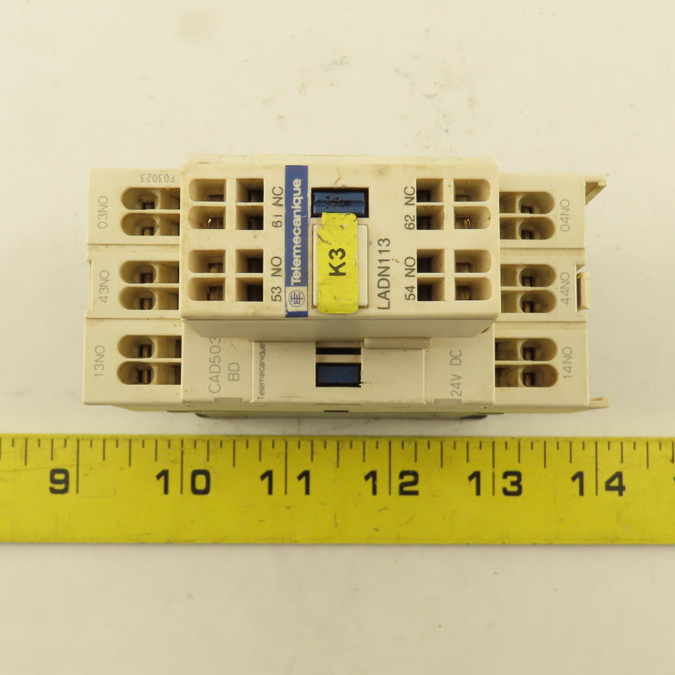 Telemecanique CAD503 LADN113 Contactor W/ Auxiliary 600V 10A 24VDC Coil