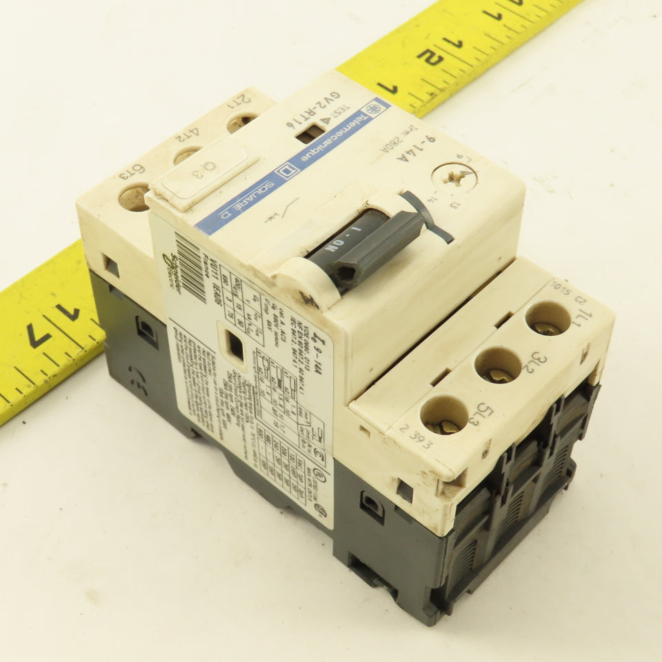 Telemecanique GV2-RT16 600V 3Ph 10Hp MAX Manual Motor Starter 9-14A Trip