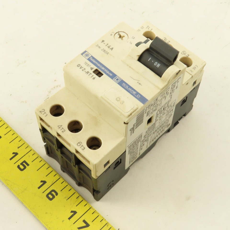 Telemecanique GV2-RT16 600V 3Ph 10Hp MAX Manual Motor Starter 9-14A Trip