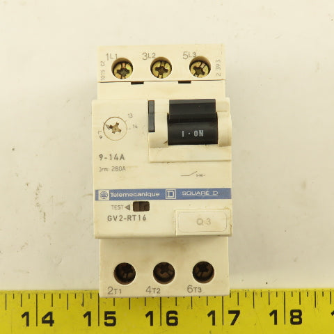 Telemecanique GV2-RT16 600V 3Ph 10Hp MAX Manual Motor Starter 9-14A Trip