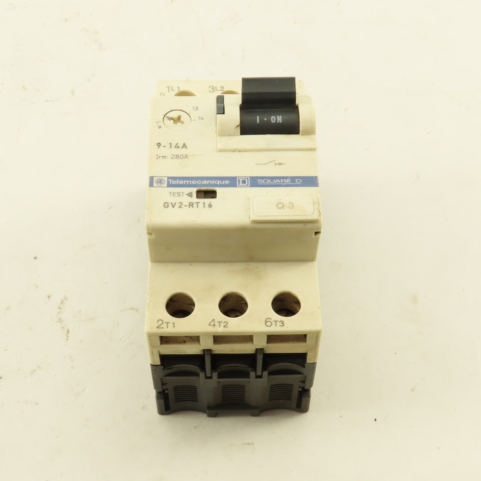 Telemecanique GV2-RT16 600V 3Ph 10Hp MAX Manual Motor Starter 9-14A Trip