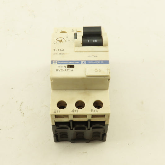 Telemecanique GV2-RT16 600V 3Ph 10Hp MAX Manual Motor Starter 9-14A Trip